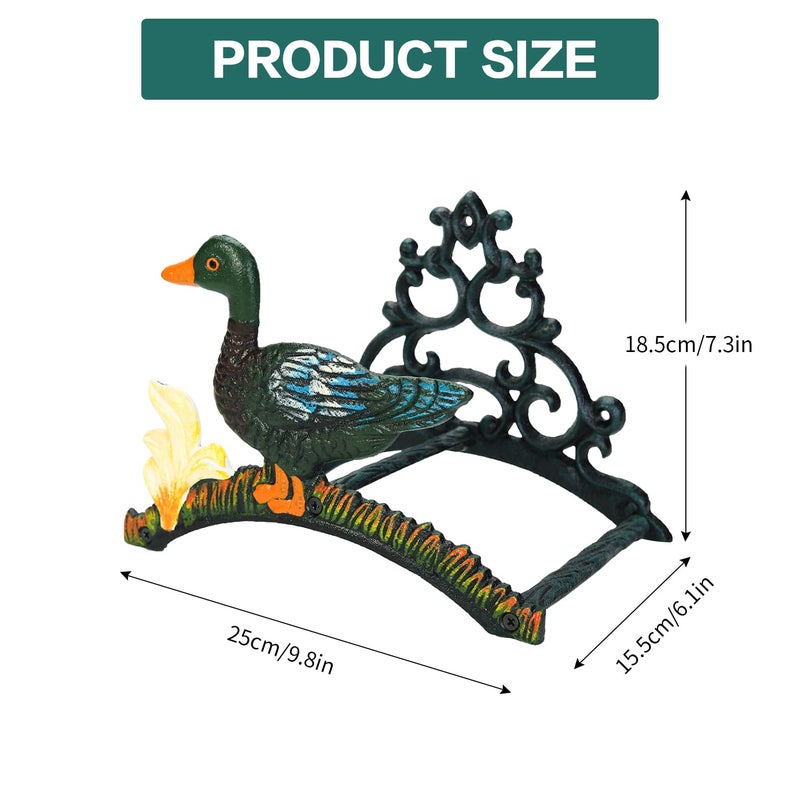 Sungmor Heavy Duty Cast Iron Garden Hose Holder | Water Hose Hanger Wall Mounted | Decorative Indoor Outdoor Hose Rack Reel | 50FT 75FT 100FT Water Hose Bulter Storage | Lovely Duck Metal Hose Stand - Image 5